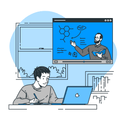 Hero illustration showing online learning